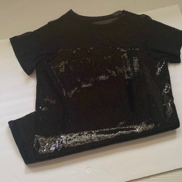 Ruby Ribbon sheer mesh black sequined festive top, size XS - Picture 1 of 5